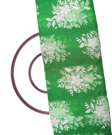 light green and white floral net sequin embroidery fabric b131 3485